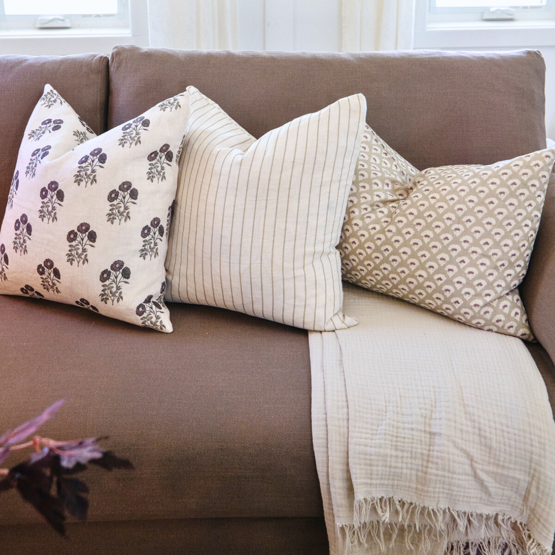 Signature Linen Brown Prairie Bloom Pillow Cover