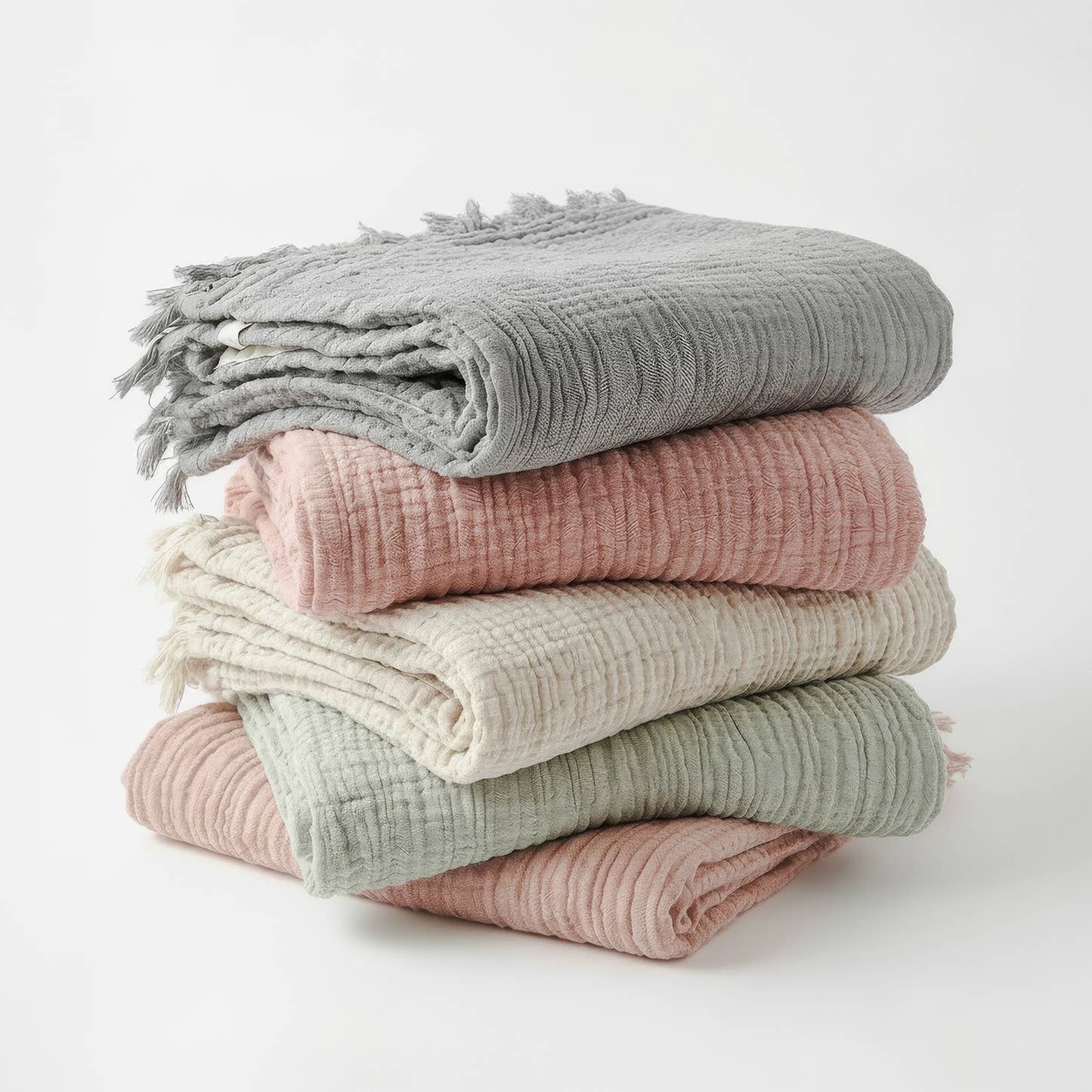 4 Layer Muslin Cotton Throw Blanket-cream