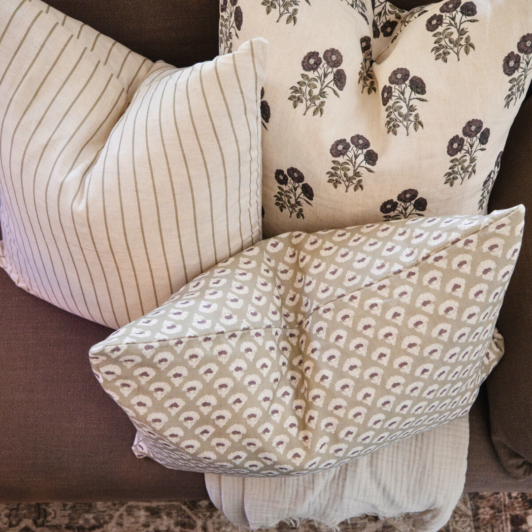 Signature Linen Brown Prairie Bloom Pillow Cover