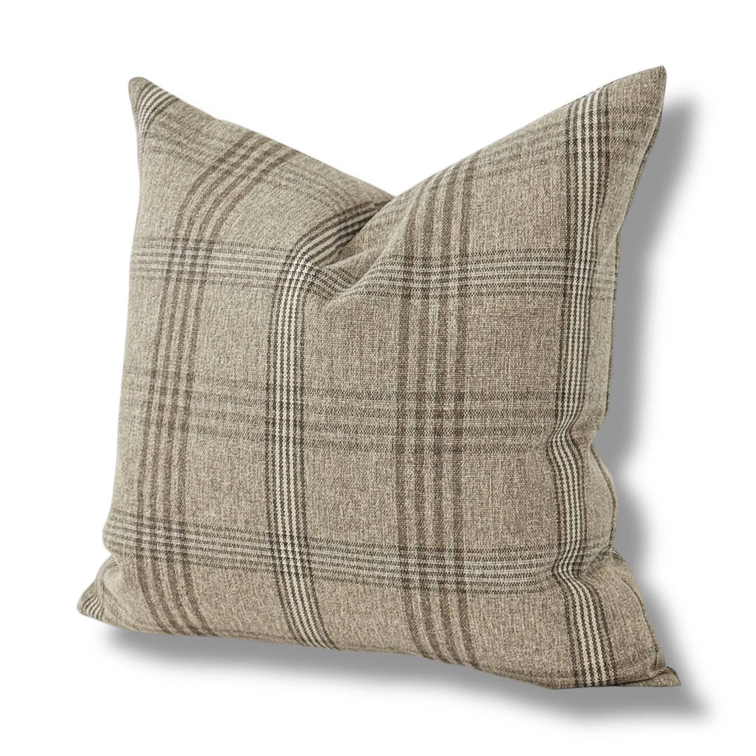 Worthington | Brown and beige neutral plaid pillow cover