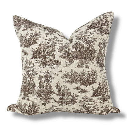 Wilhelm | Brown french toile Pillow Cover