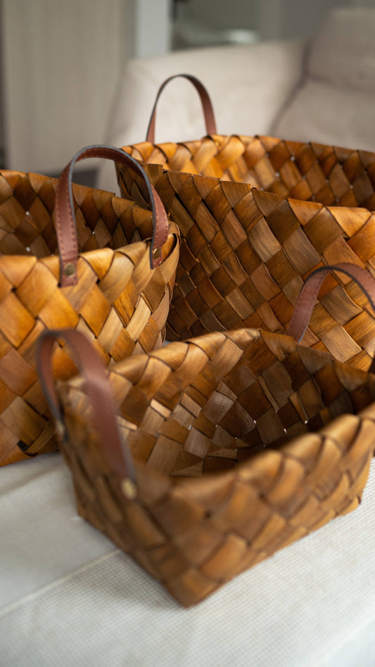Burnt Wooden Chip Baskets