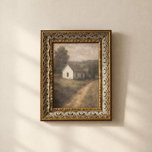 Antique-Inspired Gold Leaf Crowned Farmhouse Art