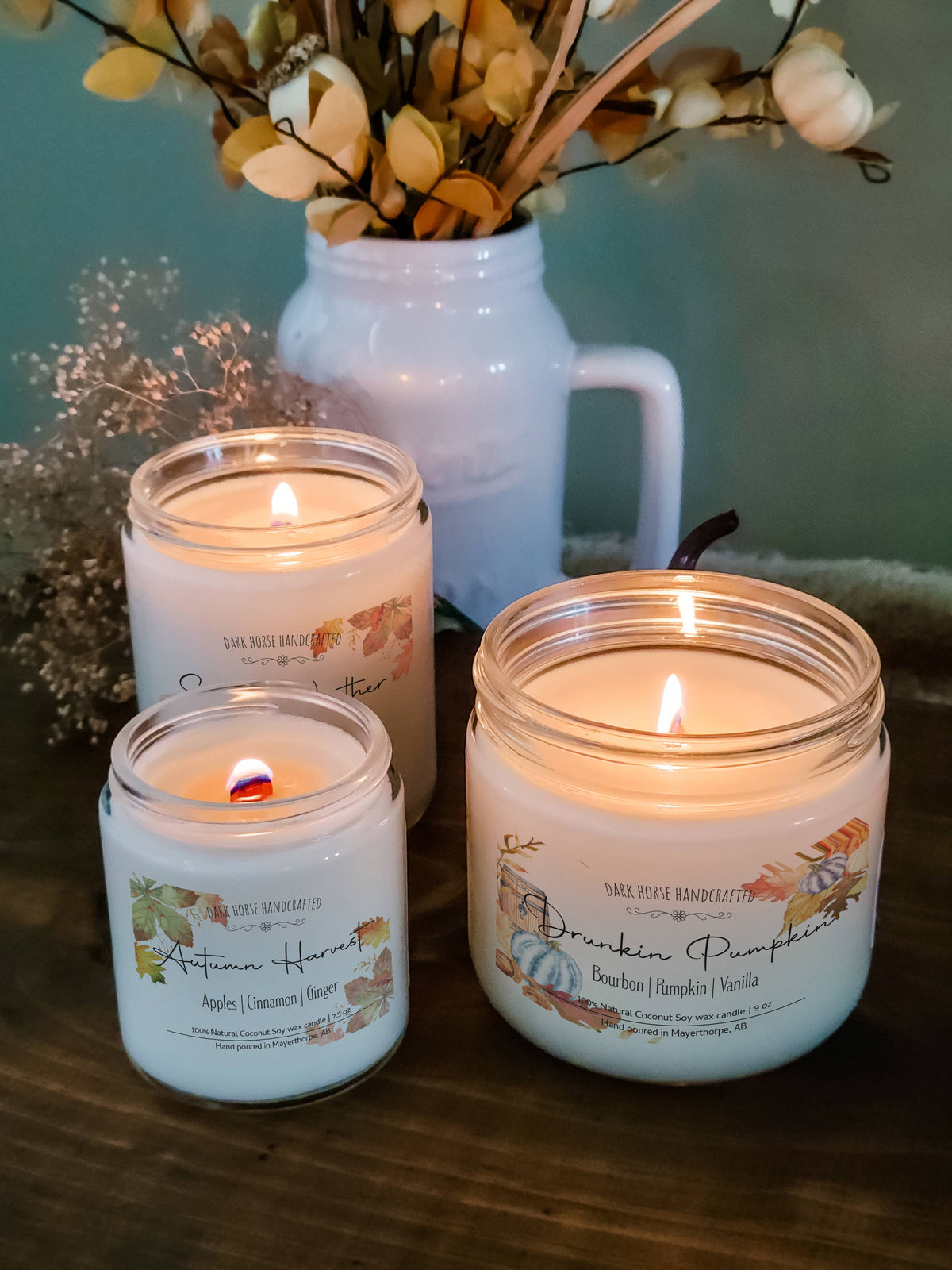 Autumn Harvest Candle, Apples + Cinnamon | Wood Wick | Decor