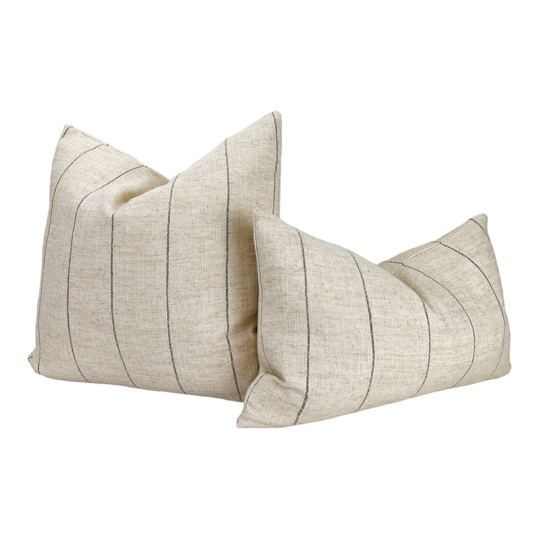Darby | Neutral black stripe woven pillow cover