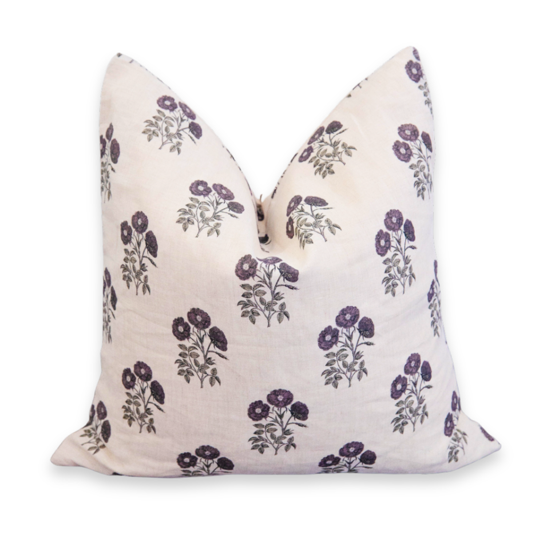 Signature Linen Brown Prairie Bloom Pillow Cover