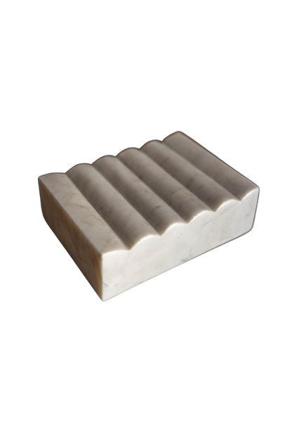 White Scalloped Marble Soap Dish