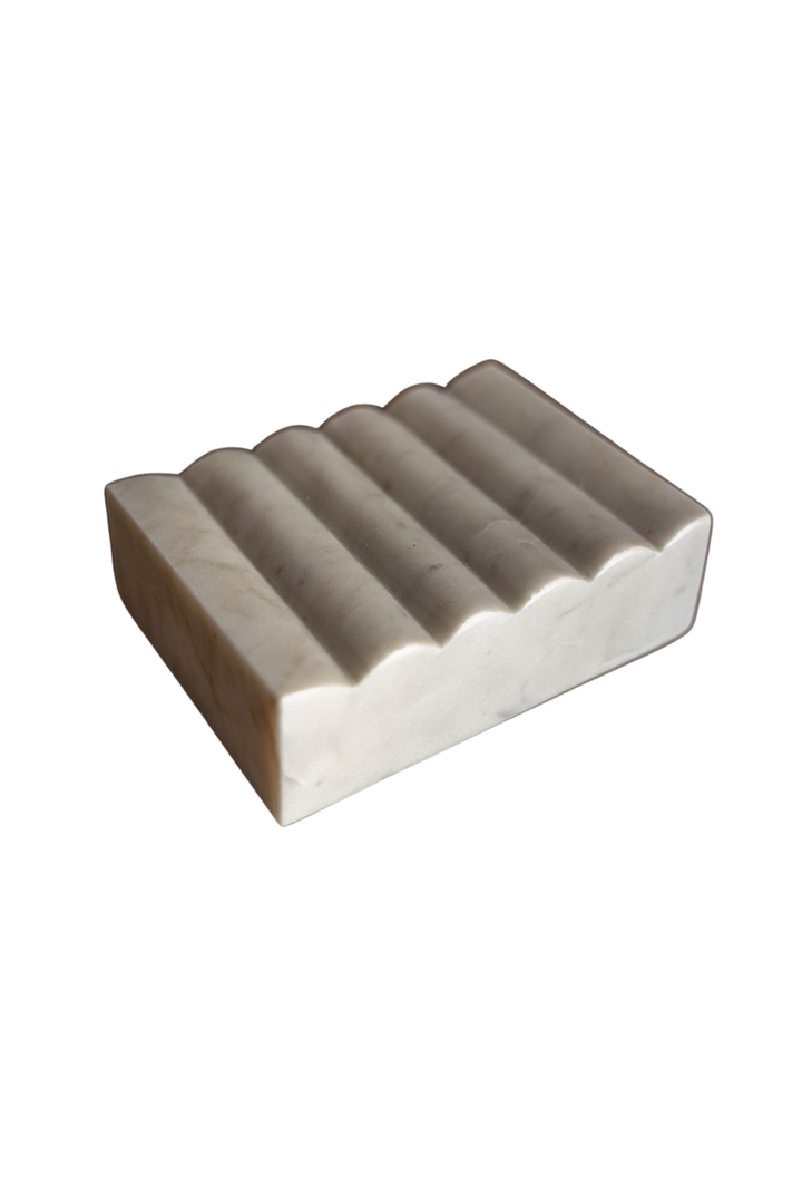 White Scalloped Marble Soap Dish
