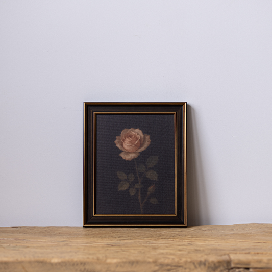 Moody Rose | Antique Inspired Brass Trim Black Framed Art